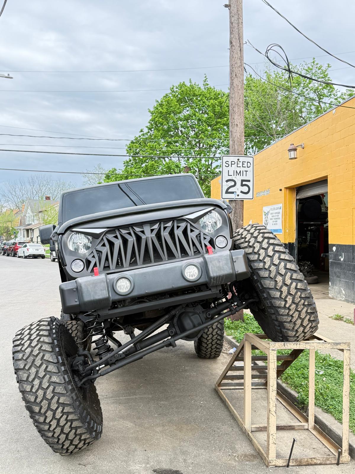 Jeep Wrangler suspension articulation at Falcon Garage Columbus Ohio
