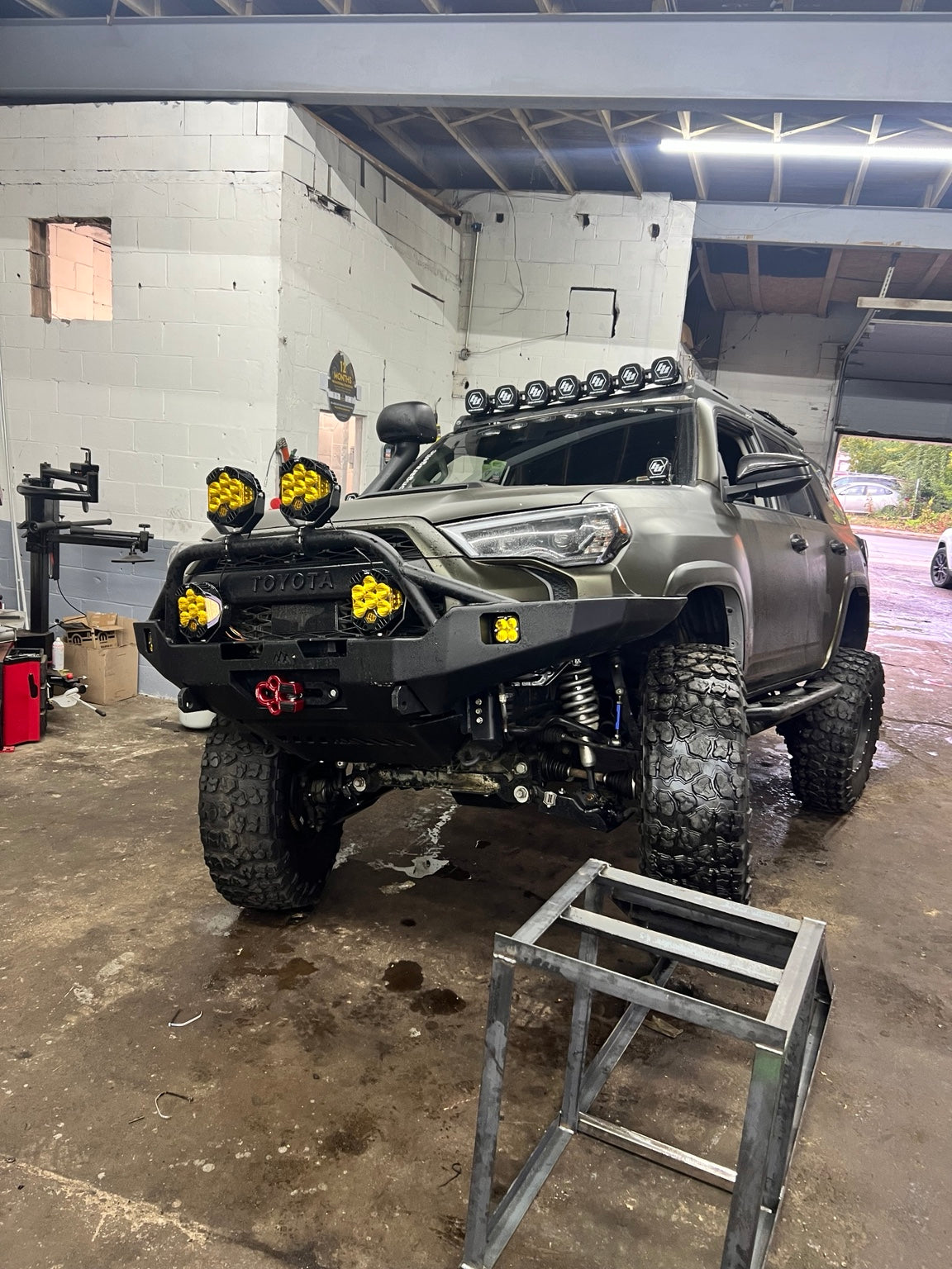 Modified Toyota 4Runner with lift kit, off-road bumper, winch and auxiliary lighting at Falcon Garage in Columbus, Ohio